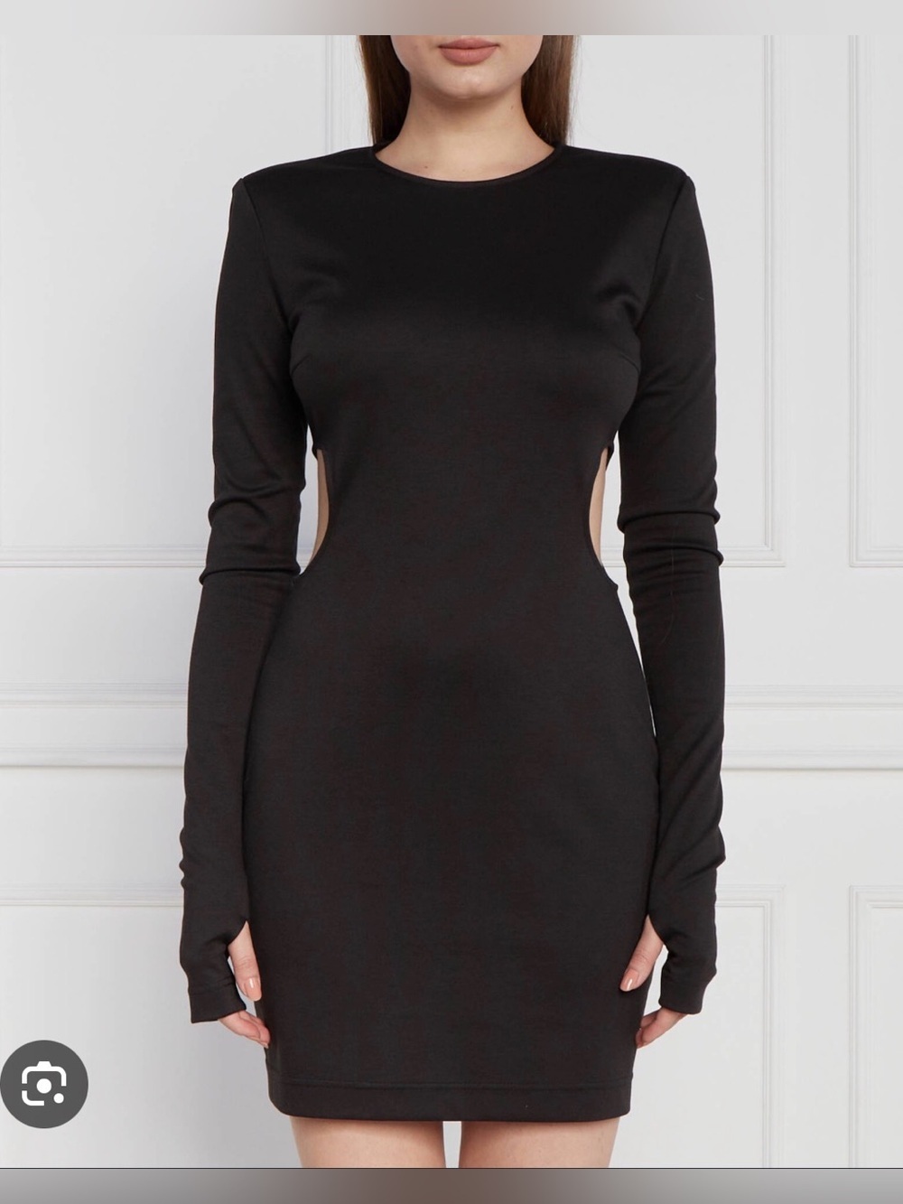 NWT Hugo Kemila Black Long Sleeve Cut Out Mini Dress
